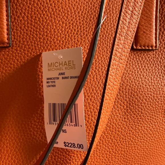 Mk Authentic “Junie” Burnt Orange Med Tote Bag - Picture 7 of 12